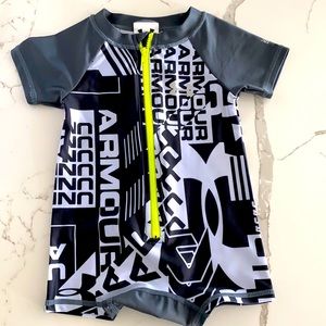 Under Armour Kids Swim One Piece - Gray and White